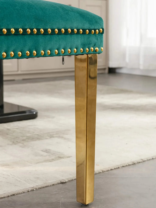 Furniture,Nikki Collection Modern, High-end Tufted Solid Wood Contemporary Velvet Upholstered Dining Chair with Golden Stainless Steel Plating Legs,Nailhead Trim,Set of 2，Black and Gold, SW1601GN Default -DTYStore