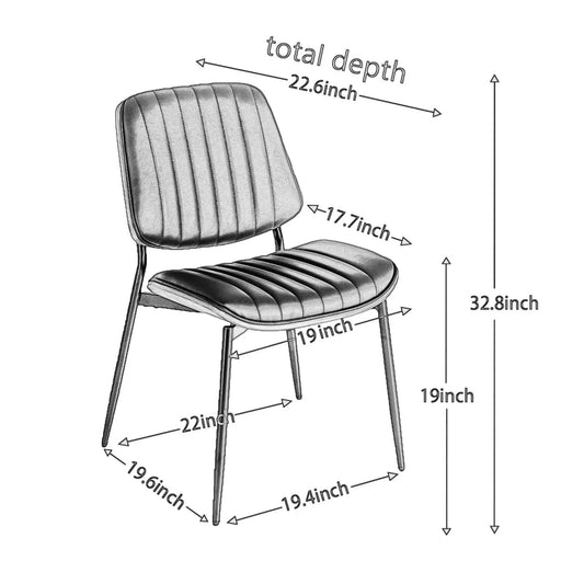Furniture, Dining Chairs Set of 2 Mid Century Modern Retro Faux Leather Chair with Walnut Bentwood Back Upholstered Seat Metal Legs Adjustable Foot for Kitchen Dining Room Chairs(Black PU) Default -DTYStore