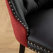 Furniture, Nikki Collection Modern, High-end Tufted Solid Wood Contemporary PU and Velvet Upholstered Dining Chair with Wood Legs Nailhead Trim 2-Pcs Set, Black+WineRed, Burgundy,SW2101BW Default -DTYStore