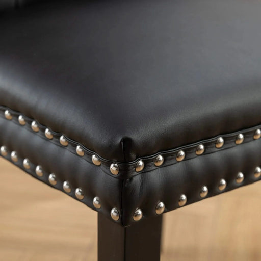 Furniture, Nikki Collection Modern, High-end Tufted Solid Wood Contemporary PU and Velvet Upholstered Dining Chair with Wood Legs Nailhead Trim 2-Pcs Set, Black+WineRed, Burgundy,SW2101BW Default -DTYStore