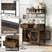 Furniture Style 2 in 1 PET FRIENDLY Dog Crate Composite Desk Hutch in Rustic Brown MDF and Steel- DTY Store