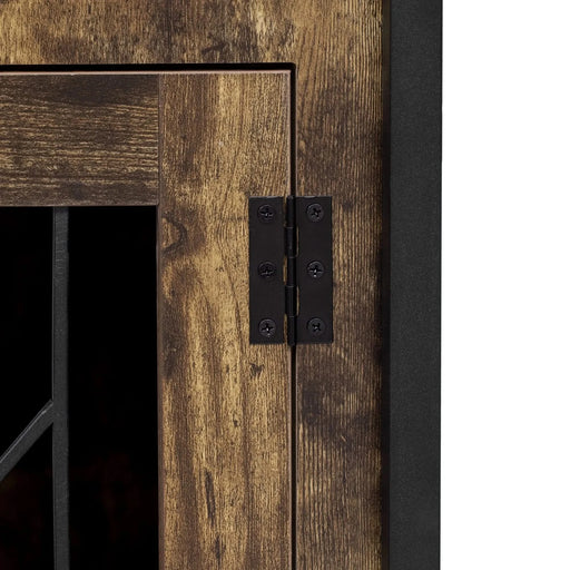 Furniture Style 2 in 1 PET FRIENDLY Dog Crate Composite Desk Hutch in Rustic Brown MDF and Steel Default -DTYStore