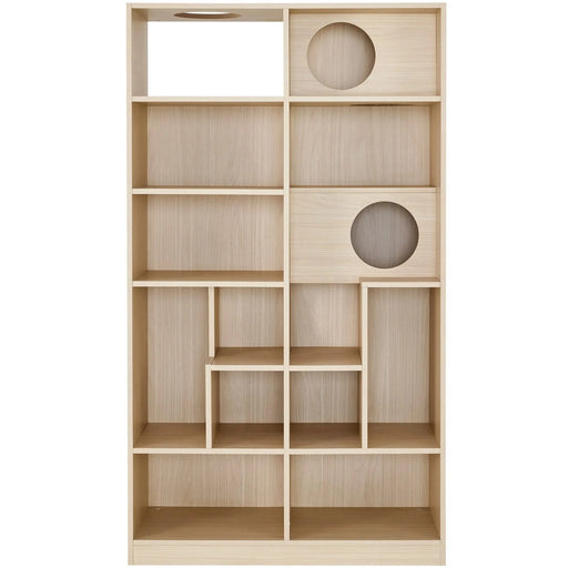 Furniture Style Cat Bookcase Cat Tree Shelves Natural Particle Board MDF 63.5 Inch Default -DTYStore