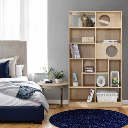 Furniture Style Cat Bookcase Cat Tree Shelves Natural Particle Board MDF 63.5 Inch Default -DTYStore