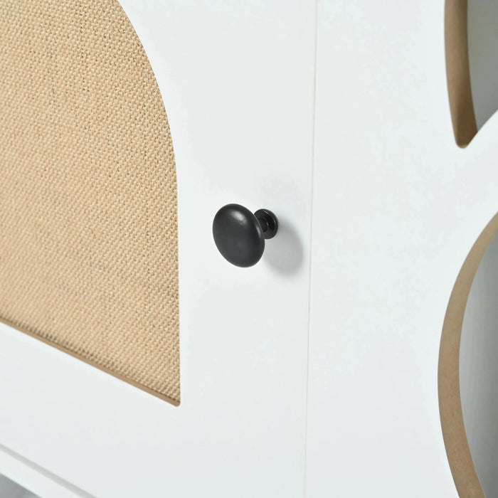 Furniture Style Cat Cabinet Cream White Cat Litter Box with Sisal Scratching Door MDF Default -DTYStore