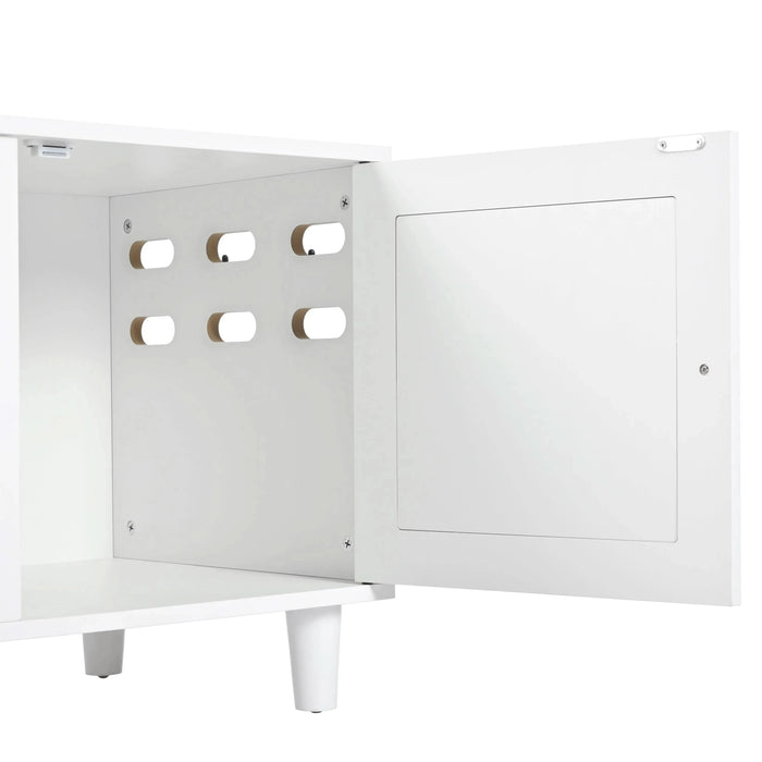 Furniture Style Cat Cabinet Cream White Cat Litter Box with Sisal Scratching Door MDF Default -DTYStore