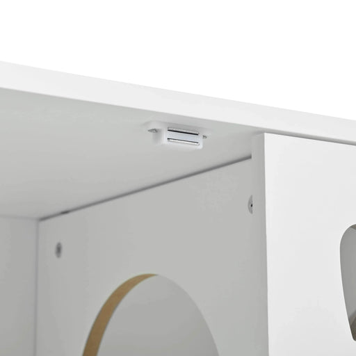 Furniture Style Cat Cabinet Cream White Cat Litter Box with Sisal Scratching Door MDF Default -DTYStore