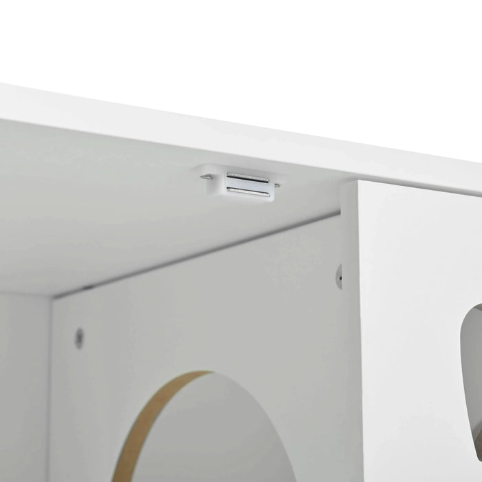 Furniture Style Cat Cabinet Cream White Cat Litter Box with Sisal Scratching Door MDF Default -DTYStore