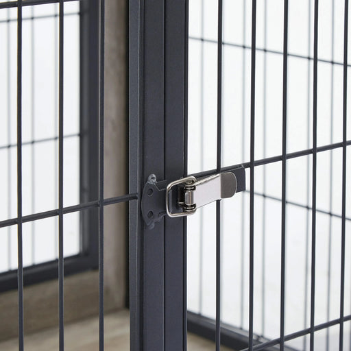 Furniture Style Dog Crate Side Table on Wheels with Double Doors and Lift Top.Grey,38.58''w x 25.5''d x 27.36''h. Default -DTYStore