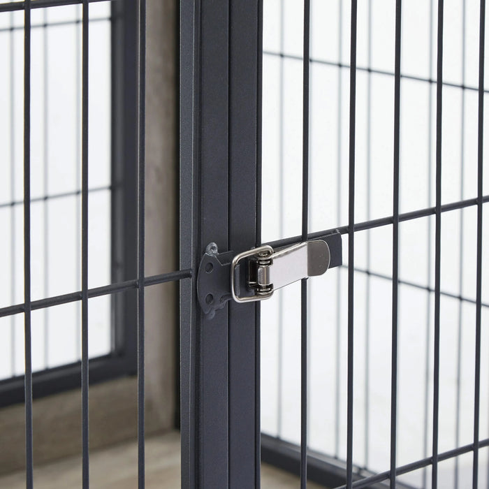 Furniture Style Dog Crate Side Table on Wheels with Double Doors and Lift Top.Grey,38.58''w x 25.5''d x 27.36''h. Default -DTYStore