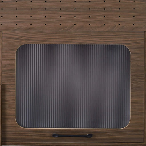 Furniture Style Multi-use Cat Litter Box House with Storage Walnut Particle Board MDF Default -DTYStore