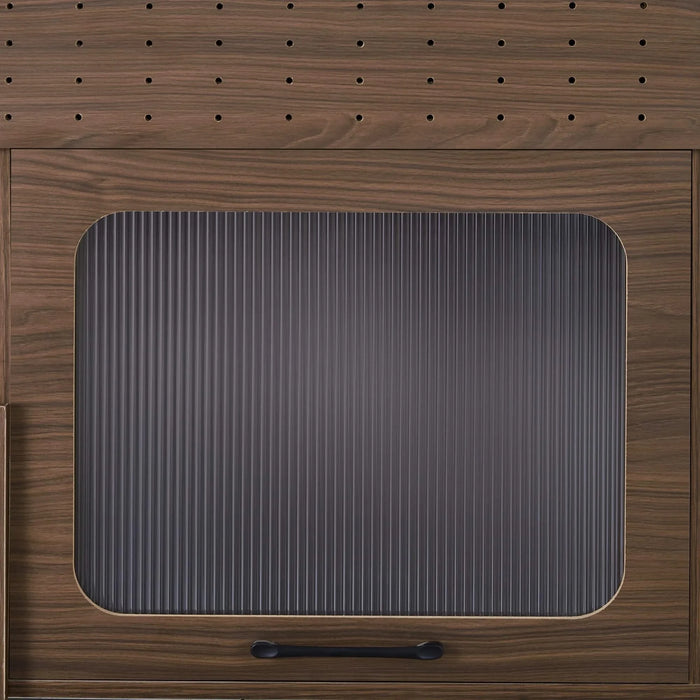 Furniture Style Multi-use Cat Litter Box House with Storage Walnut Particle Board MDF Default -DTYStore