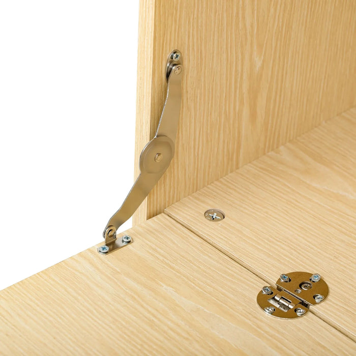 Furniture Style Multi-use Natural Cat Litter Box House with Flip-down Door, MDF & Metal, 31.4' x 15.7' Default -DTYStore