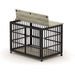 Furniture style dog crate wrought iron frame door with side openings, Grey, 43.3''W x 29.9''D x 33.5''H. Default -DTYStore
