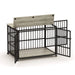 Furniture style dog crate wrought iron frame door with side openings, Grey, 43.3''W x 29.9''D x 33.5''H. Default -DTYStore