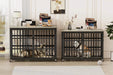 Furniture style dog crate wrought iron frame door with side openings, Grey, 43.3''W x 29.9''D x 33.5''H. Default -DTYStore