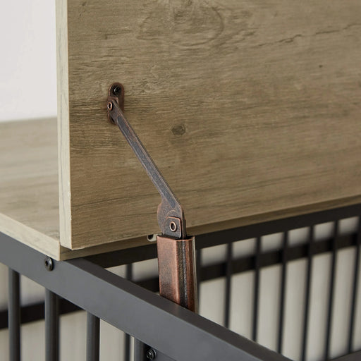 Furniture style dog crate wrought iron frame door with side openings, Grey, 43.3''W x 29.9''D x 33.5''H. Default -DTYStore