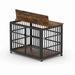 Furniture style dog crate wrought iron frame door with side openings, Rustic Brown, 43.3''W x 29.9''D x 33.5''H. Default -DTYStore