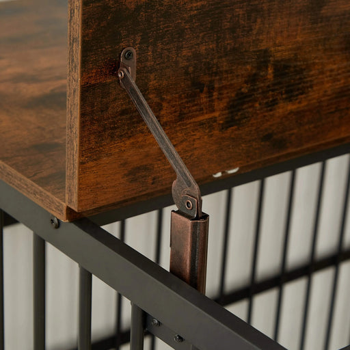 Furniture style dog crate wrought iron frame door with side openings, Rustic Brown, 43.3''W x 29.9''D x 33.5''H. Default -DTYStore