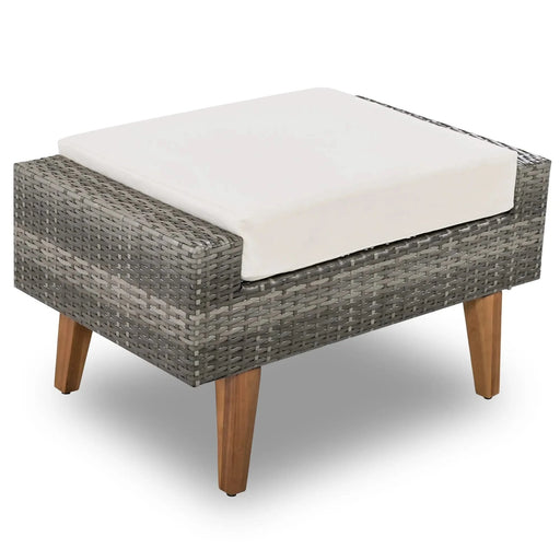 GO 6-Pieces All Weather PE Wicker Sofa Set with Double Cushions, Wood Legs, Beige and Gray Default -DTYStore