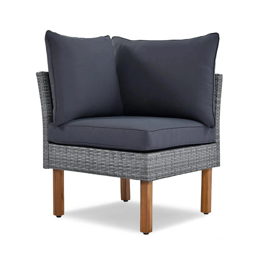 GO 9-Piece Patio Rattan Furniture Set, Outdoor Conversation Set, Gray Acacia Wood Legs & Tabletop Default -DTYStore