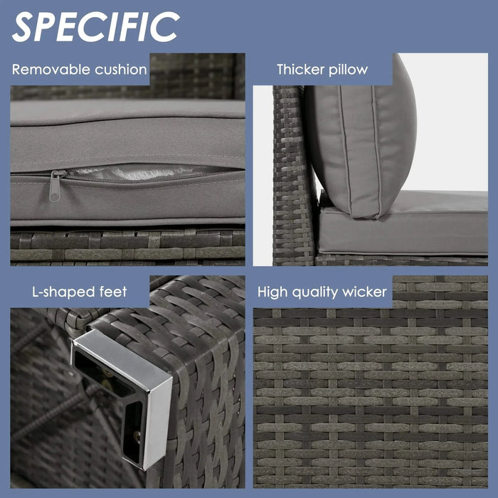 GO 9-Pieces Outdoor Half-moon Patio Sofa Set, Round Sofa Set, Modern Style Sofa, Gray Wicker Default -DTYStore