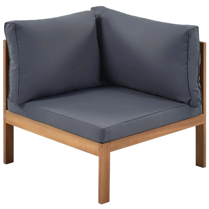 GO Wood Structure Outdoor Sofa Set with gray Cushions Exotic design Water-resistant and UV Protected texture High quality acacia wood Strong Metal Accessories Default -DTYStore