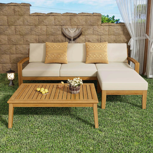 GRENADA L Shape 3pcs Acacia Sectional Patio Sofa Set Default -DTYStore