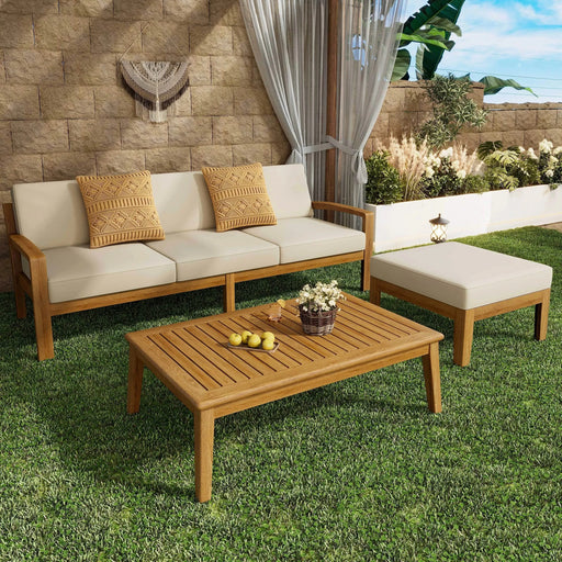 GRENADA L Shape 3pcs Acacia Sectional Patio Sofa Set Default -DTYStore