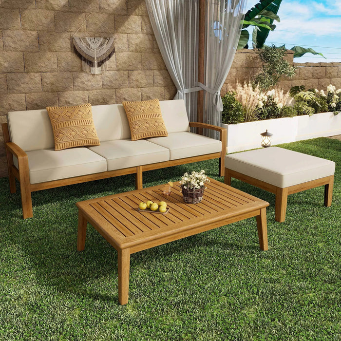 GRENADA L Shape 3pcs Acacia Sectional Patio Sofa Set Default -DTYStore