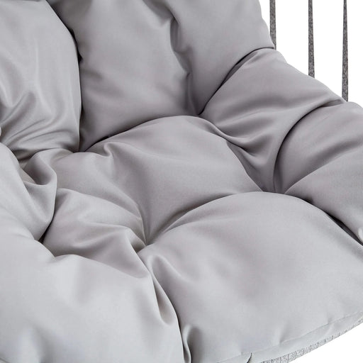 GRHeavy-Duty Iron Hanging Chair with Wicker Weave – Single Person Swing for Indoor/Outdoor (Gray) Default -DTYStore