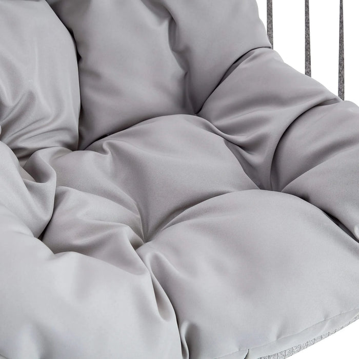 GRHeavy-Duty Iron Hanging Chair with Wicker Weave – Single Person Swing for Indoor/Outdoor (Gray) Default -DTYStore