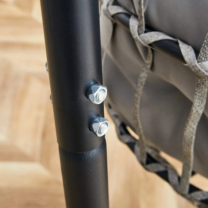 GRHeavy-Duty Iron Hanging Chair with Wicker Weave – Single Person Swing for Indoor/Outdoor (Gray) Default -DTYStore