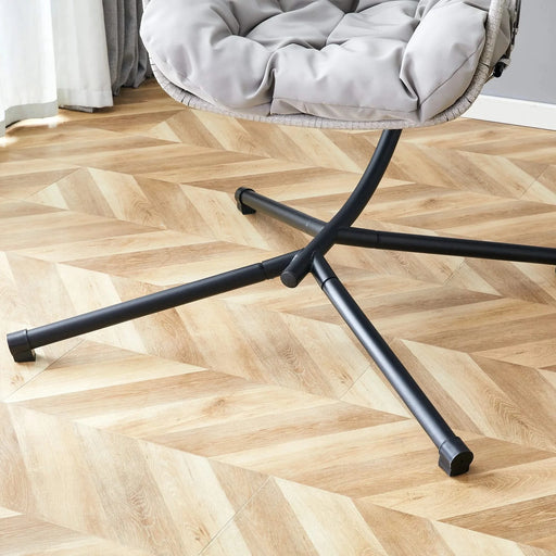 GRHeavy-Duty Iron Hanging Chair with Wicker Weave – Single Person Swing for Indoor/Outdoor (Gray) Default -DTYStore