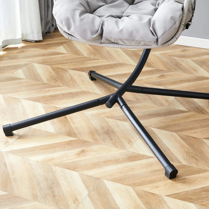 GRHeavy-Duty Iron Hanging Chair with Wicker Weave – Single Person Swing for Indoor/Outdoor (Gray) Default -DTYStore