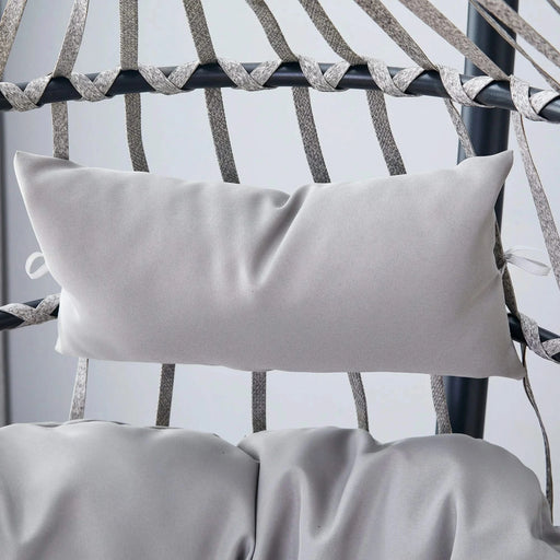 GRHeavy-Duty Iron Hanging Chair with Wicker Weave – Single Person Swing for Indoor/Outdoor (Gray) Default -DTYStore