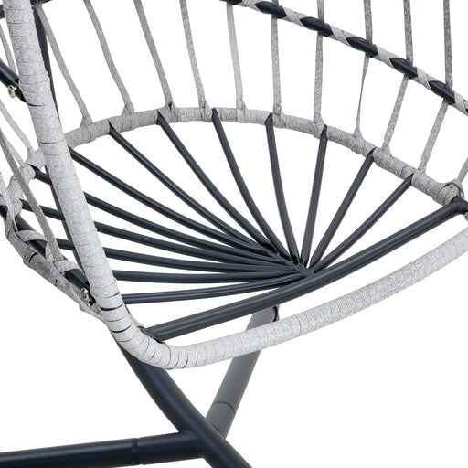 GRHeavy-Duty Iron Hanging Chair with Wicker Weave – Single Person Swing for Indoor/Outdoor (Gray) Default -DTYStore