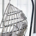 GRHeavy-Duty Iron Hanging Chair with Wicker Weave – Single Person Swing for Indoor/Outdoor (Gray) Default -DTYStore
