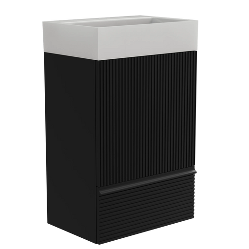 Gada-20F-312 Gada 20' Striped Matt Black Bathroom Vanity WITHOUT Sink, Freestanding Bathroom Cabinet for Modern Bathroom, KD Default -DTYStore