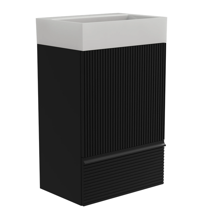 Gada-20F-312 Gada 20' Striped Matt Black Bathroom Vanity WITHOUT Sink, Freestanding Bathroom Cabinet for Modern Bathroom, KD Default -DTYStore