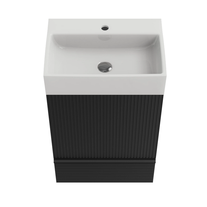 Gada-20F-312 Gada 20' Striped Matt Black Bathroom Vanity WITHOUT Sink, Freestanding Bathroom Cabinet for Modern Bathroom, KD Default -DTYStore