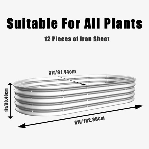 Galvanized Raised Garden Bed Kit, Heavy Duty, Rust-Resistant, 6x3x1ft, Silver Default -DTYStore