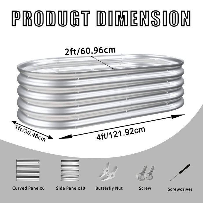 Galvanized Raised Garden Bed Kit for Vegetables, Flowers & Herbs, Rust-Resistant, Easy Assembly Default -DTYStore