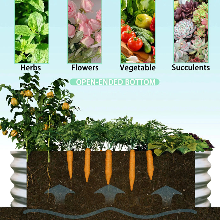 Galvanized Raised Garden Bed Kit for Vegetables, Flowers & Herbs, Rust-Resistant, Easy Assembly Default -DTYStore