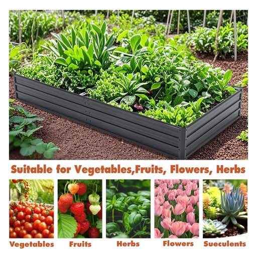 Galvanized Raised Garden Beds Outdoor // 8×4×1 ft Planter Raised Beds for Gardening, Vegetables, Flowers // Large Metal Garden Box Default -DTYStore