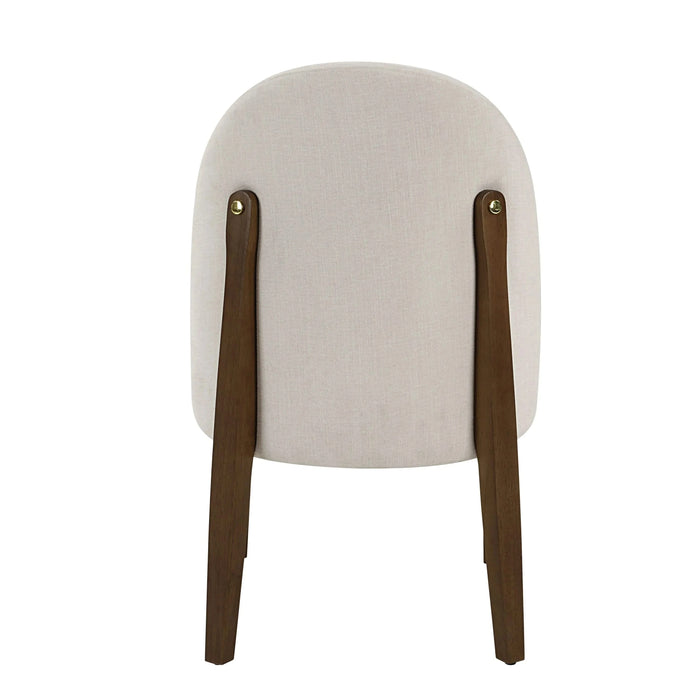 Gamarya White Fabric & Oak Finish Side Chair (Set of 2) Default -DTYStore