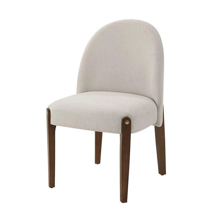 Gamarya White Fabric & Oak Finish Side Chair (Set of 2) Default -DTYStore