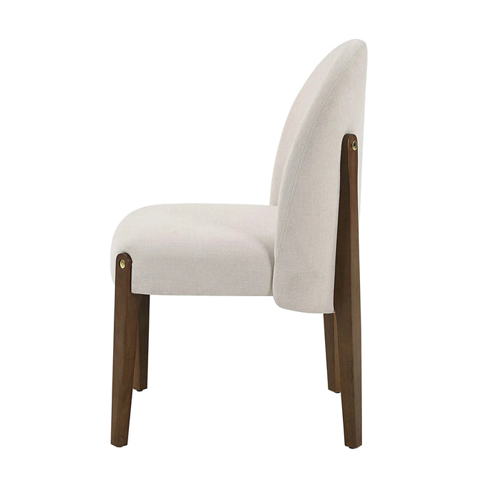 Gamarya White Fabric & Oak Finish Side Chair (Set of 2) Default -DTYStore