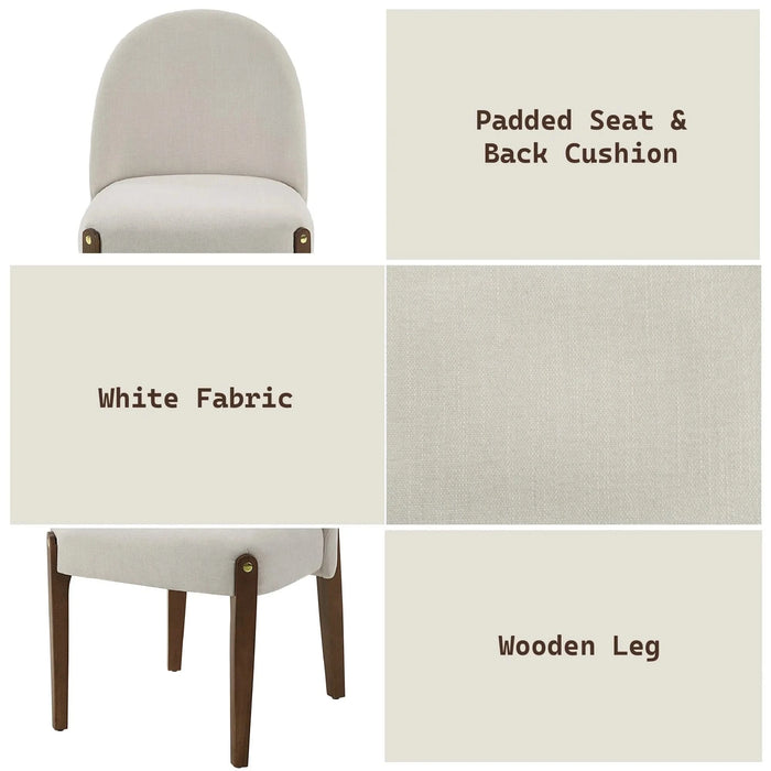 Gamarya White Fabric & Oak Finish Side Chair (Set of 2) Default -DTYStore