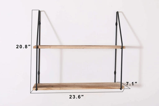Gardenia Floating Shelf with Metal Brackets, Wall Mounted Rustic Wood Wall Storage, Decorative Hanging Display for Trophy, Photo Frames, Collectibles, and Much More (2-Tier – Natural Wood) Default -DTYStore